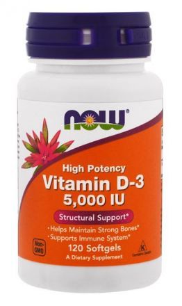 NOW Vitamin D-3 5000 М.Е. (120 кап)
